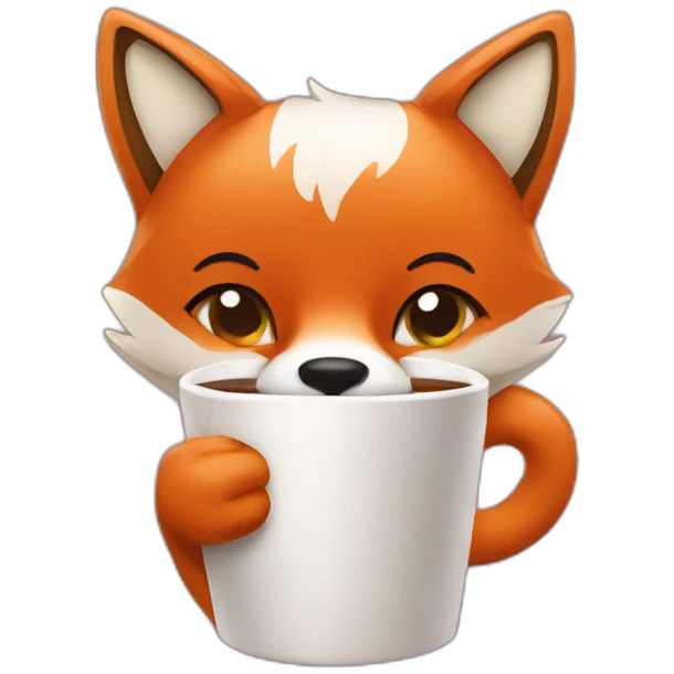 Fox drinking coffee emoji