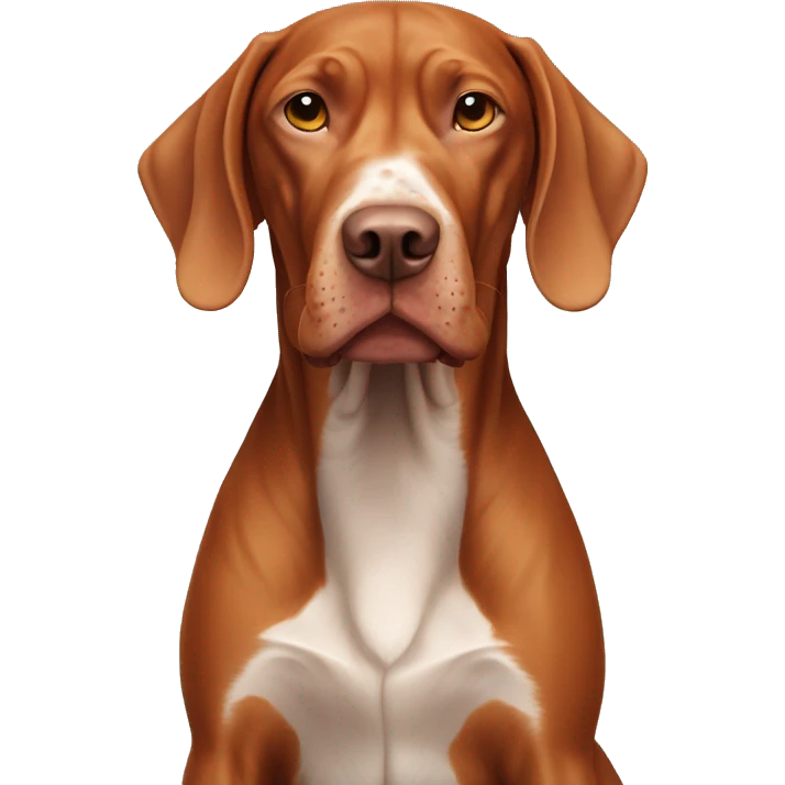 vizsla dog. full-height. Older age white face emoji