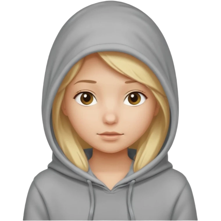 blonde girl with her head covered in a sweatshirt and hood emoji