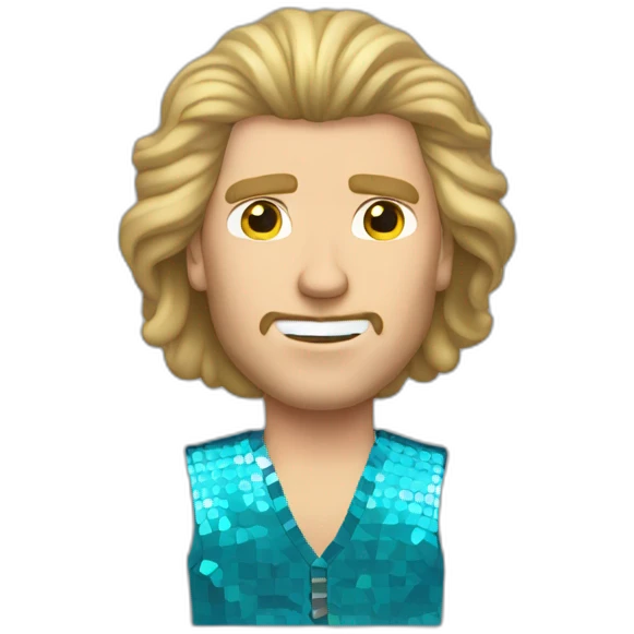 will ferrell with long straight blonde hair and disco outfit emoji