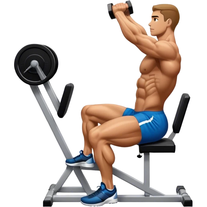 side-view bodybuilder seated weighted calf-raise machine lower leg exercise emoji
