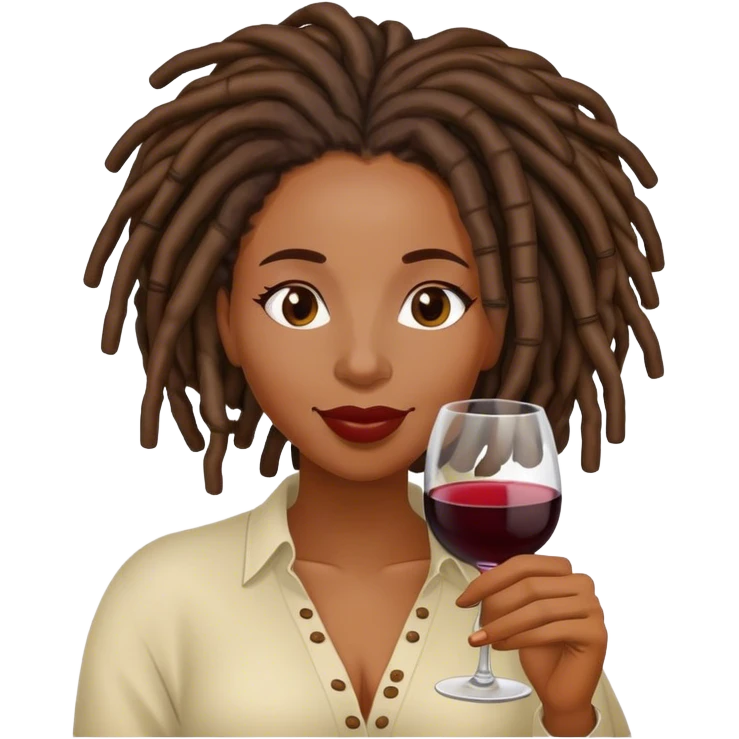 Black woman with locs drinking wine emoji
