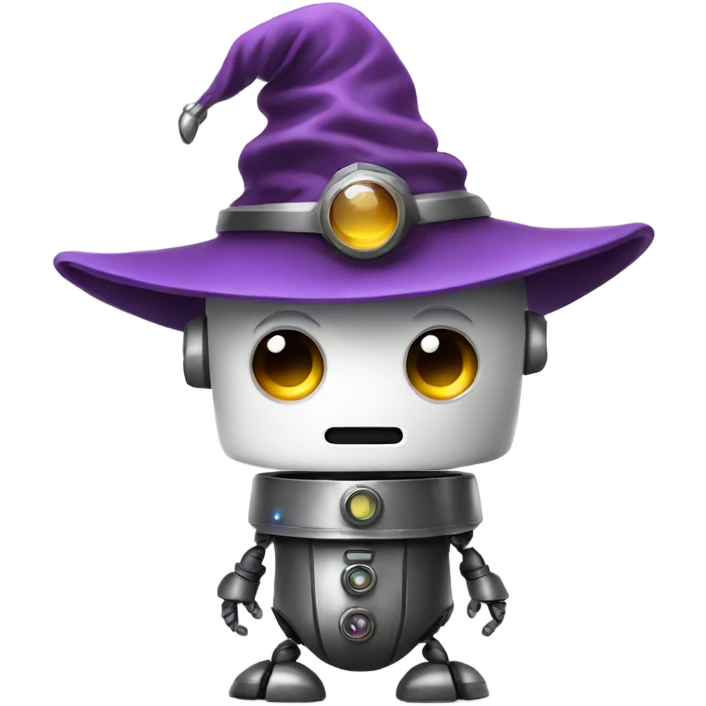 cute robot in a wizard's hat emoji