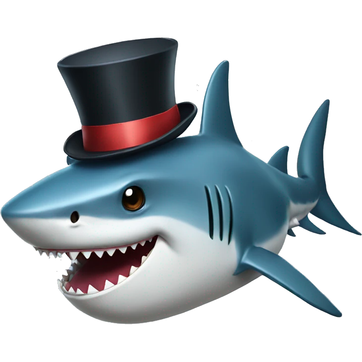 Shark with a top hat emoji