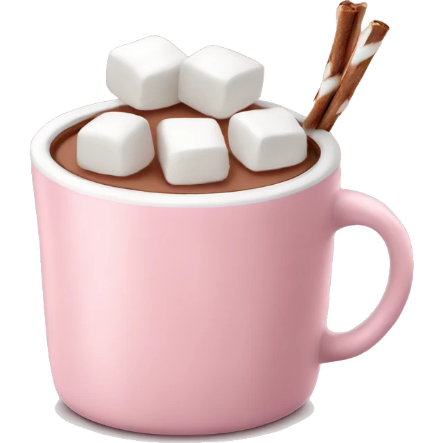 Light Pink mug of hot chocolate with marshmallows  emoji