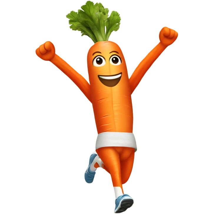 sprinting carrot with arms, legs, and a headband emoji