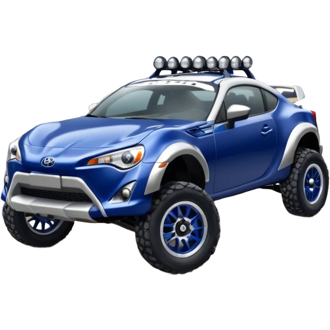 Rally Widened roof Long wheelbase widened pearly midnight snow dark blue 2nd generation 2025 Toyota 86 off-road racer chrome nerf bars,side mounted under door sill climbing rock sliders, and silver satin wheels  emoji