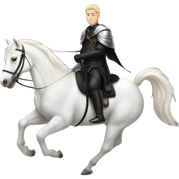 warrior in black suit riding on a white horse emoji
