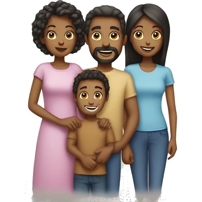 family of 5 people emoji