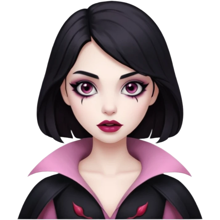 девушка вампир с темными волосами, очень бледной кожей и черным макияжем глаз emoji