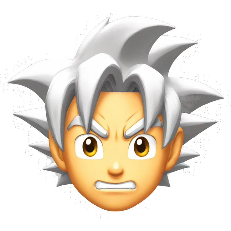 Goku head from dragon ball anime in white emoji