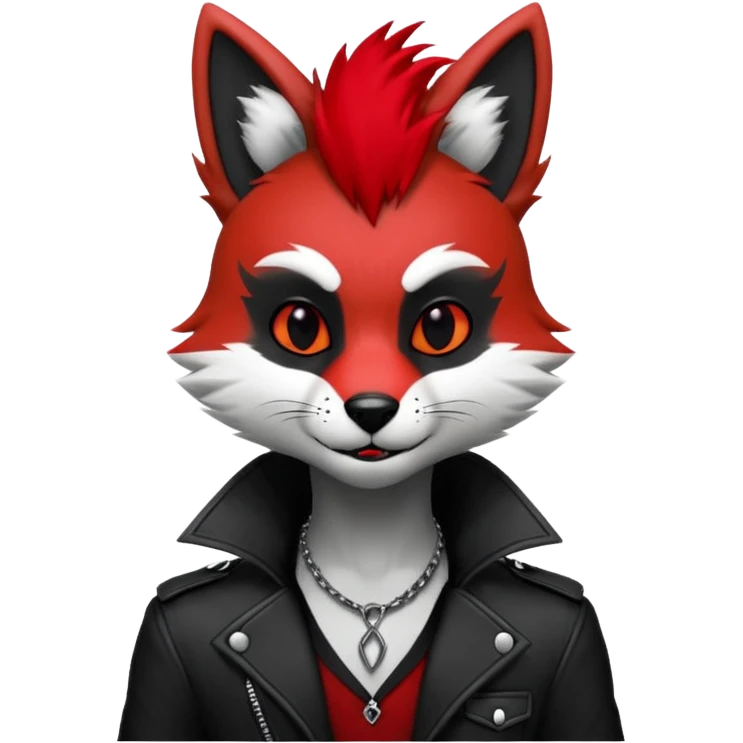 Anthropomorphic Anthro Furry punky gothic black white and red badass cool stylish handsome smexy Animal-furry-fursona emoji
