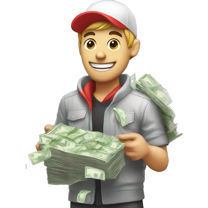 zomato delivery boy with money rain emoji