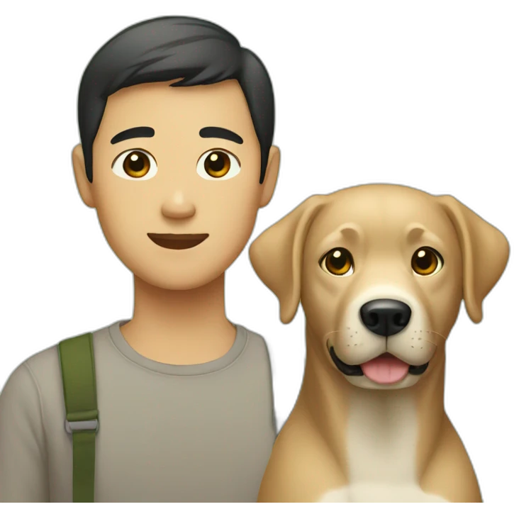 asian man with labrador emoji