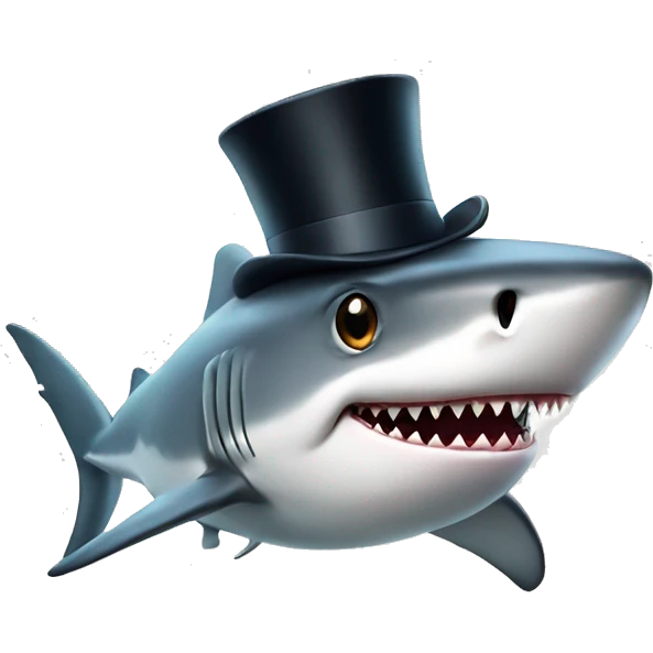 Shark with a top hat emoji