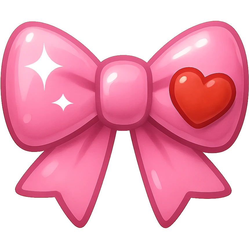 bow emoji, cute and shiny, with a heart accent emoji