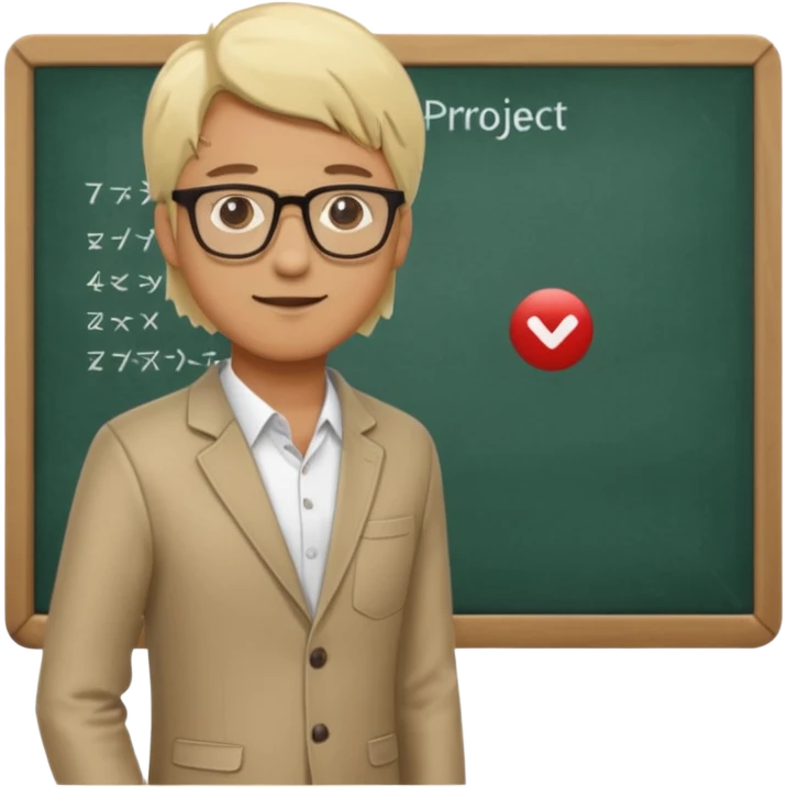 silhouette of a light-haired man standing next to a project board emoji