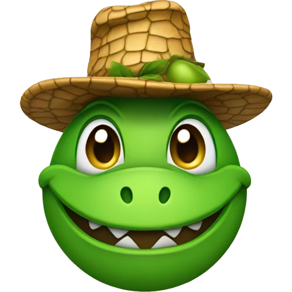 Apple wearing a gator skin hat emoji