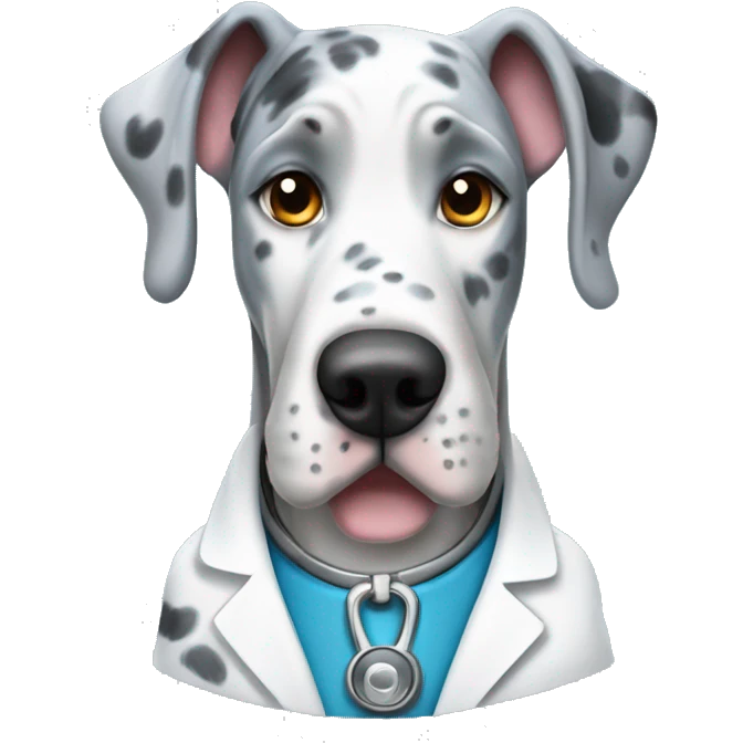 Blue Merle Great Dane wearing a doctor costume  emoji