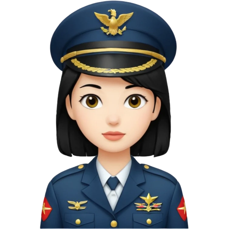 девушка с черными волосами в военной форме emoji