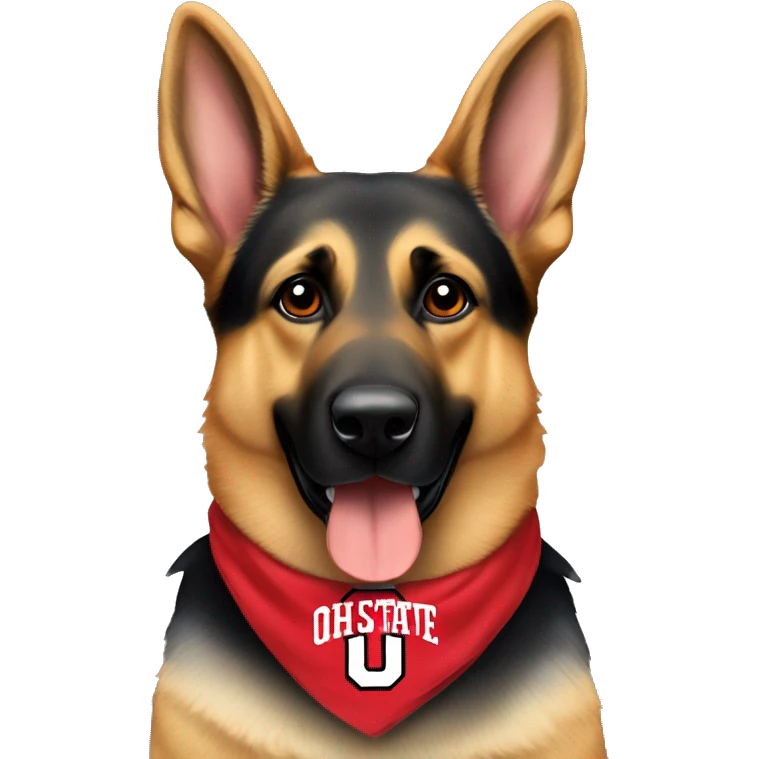 German Shepherd wearing an Ohio state bandana around its neck emoji