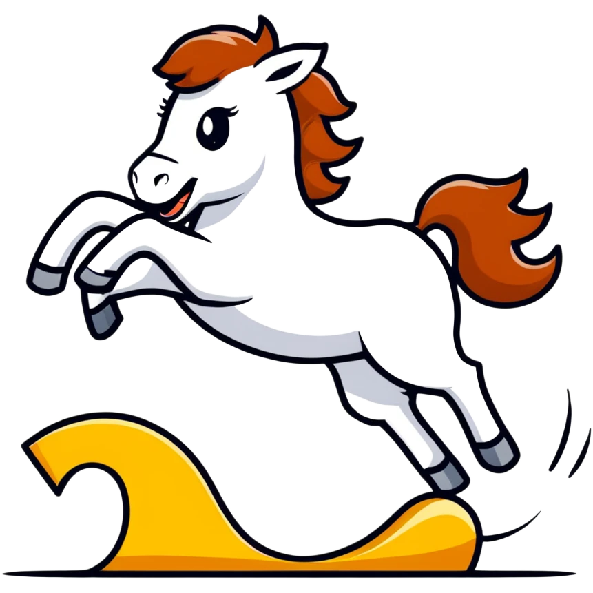 horse jumping over a dog emoji