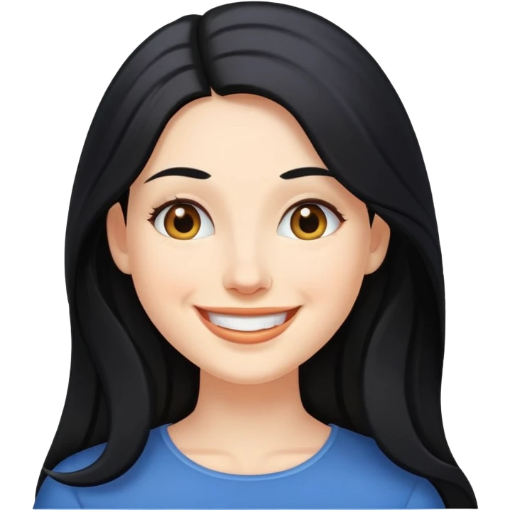 white woman with long black hair, smiling emoji