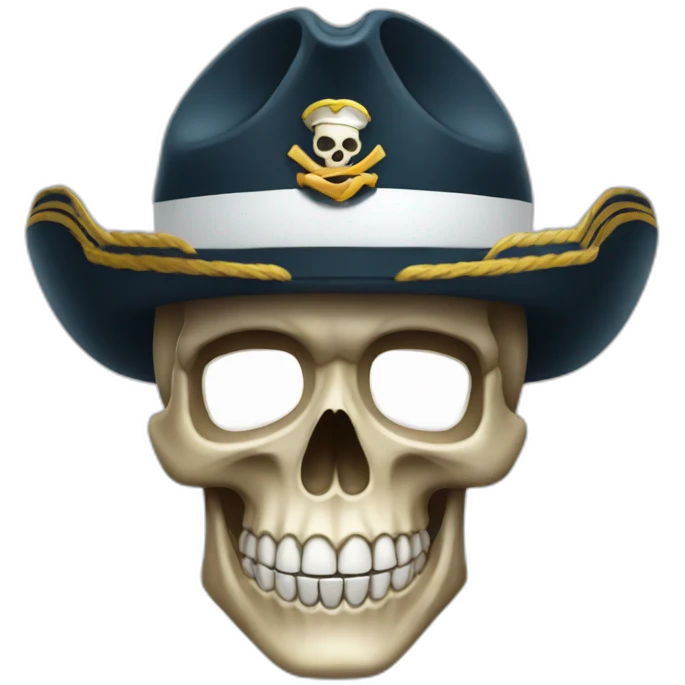 A skull emoji with a marine hat emoji