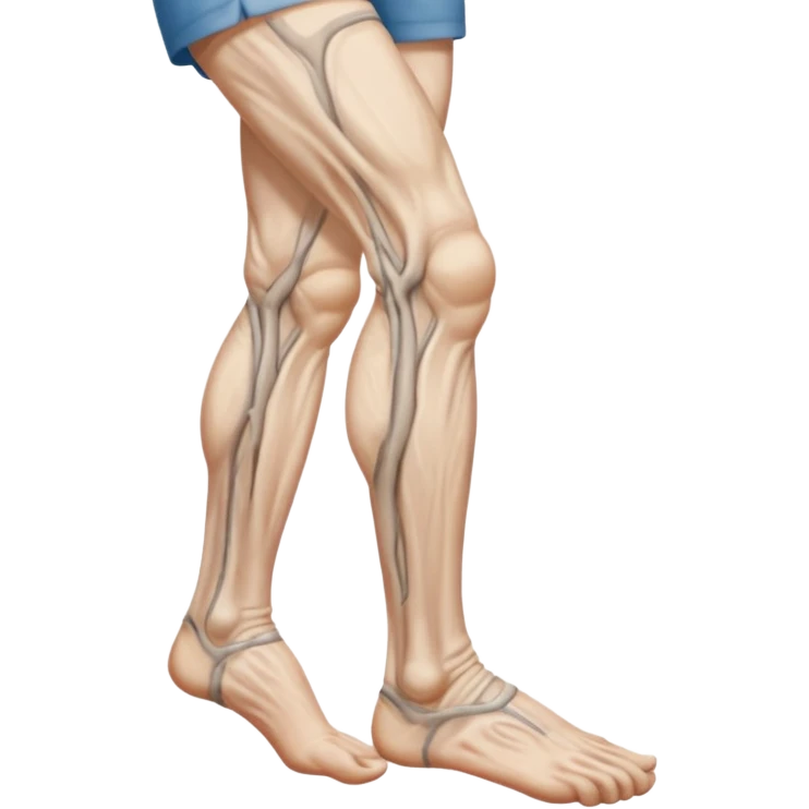 old peoples legs with discrete veins showing emoji