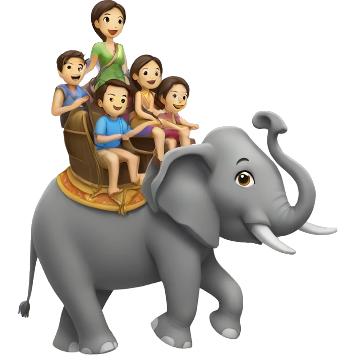 family riding elephant emoji