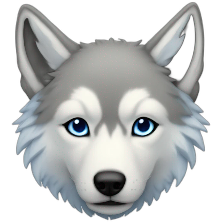 Whitelightbluewolfwithwings emoji