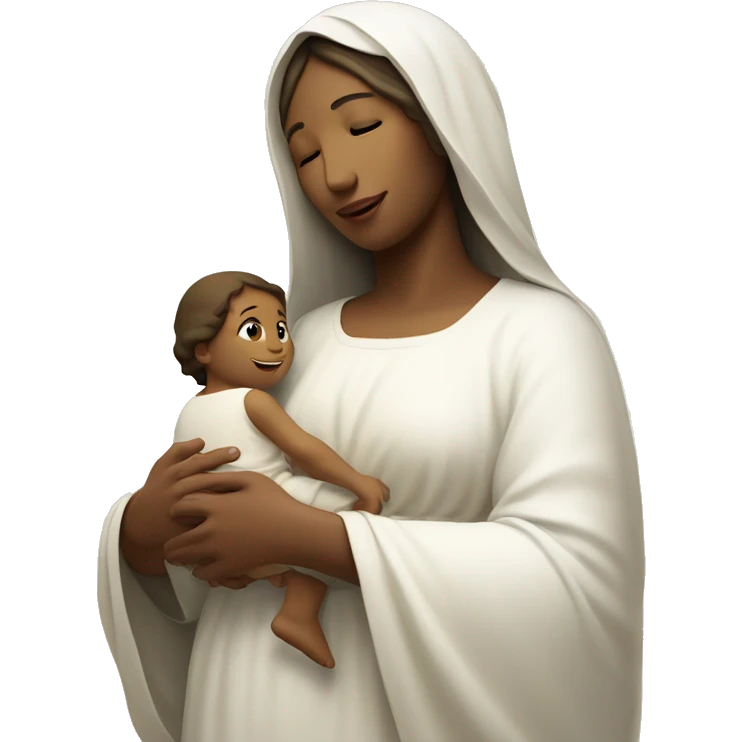 Maria mother of Jesus with Jesus in hands white skin emoji