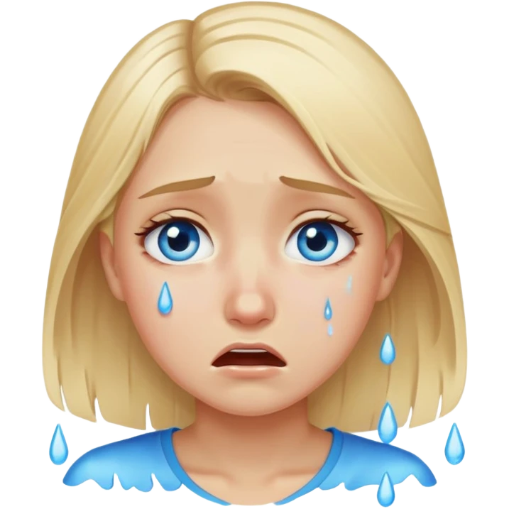 Make a girl with blond hair blue eyes cry super hard  emoji
