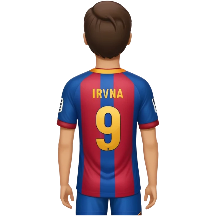 buat costum hanya pakaian saja dan dari belakang barcelona nama punggung irvina dan nomor punggung 9 emoji