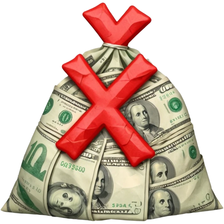 lots of money with a big red xcross over it emoji
