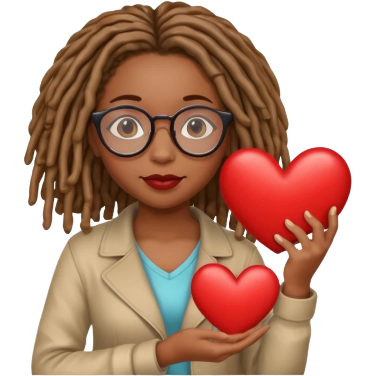 Girl Scouts African American girl with locs and glasses heart  emoji