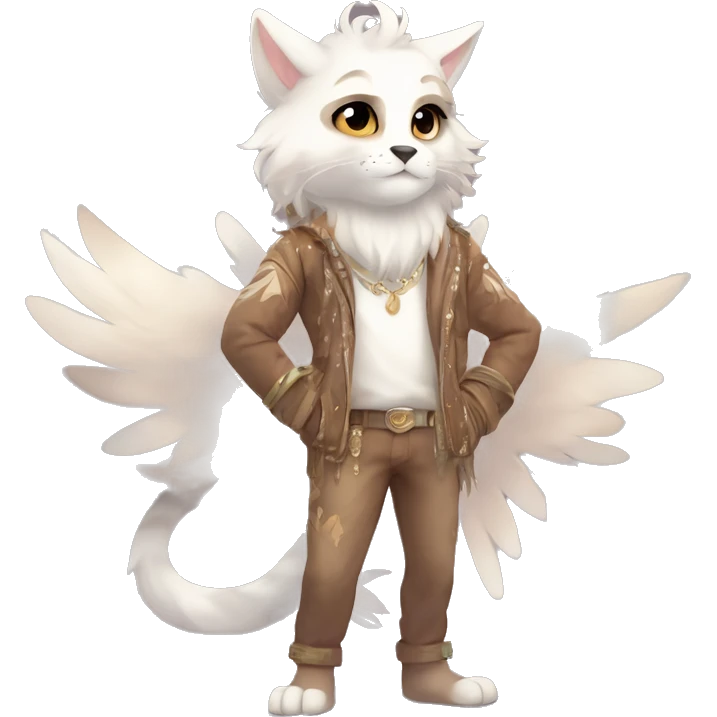 Furry, sparkle, iridescent, colorful, pastel, edgy, cool, fantasy beautiful, brown, beige, white, divine, godly, angelic, animal, anthro, full body, fursona, feline emoji