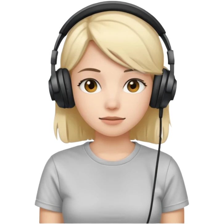 Female, shy, wearing headphone having mic, t-shirt 
 emoji