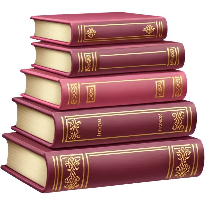 Pastel Reddish-pinkish and gold and white vintage books emoji