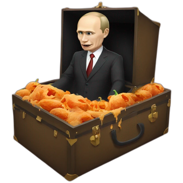 halloween corpse vladimir putin in coffin suitcase wheelchair meat cube emoji