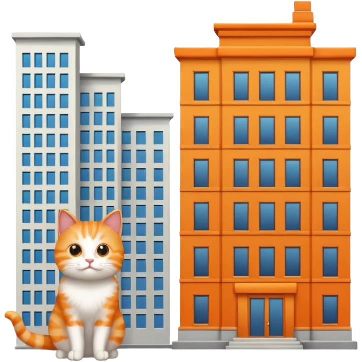 a cat that is 90 feet tall next to a building emoji