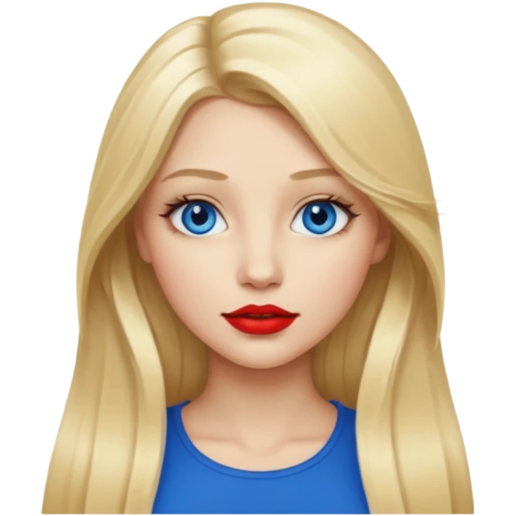 Long hair blonde girl red l;ipstick  emoji