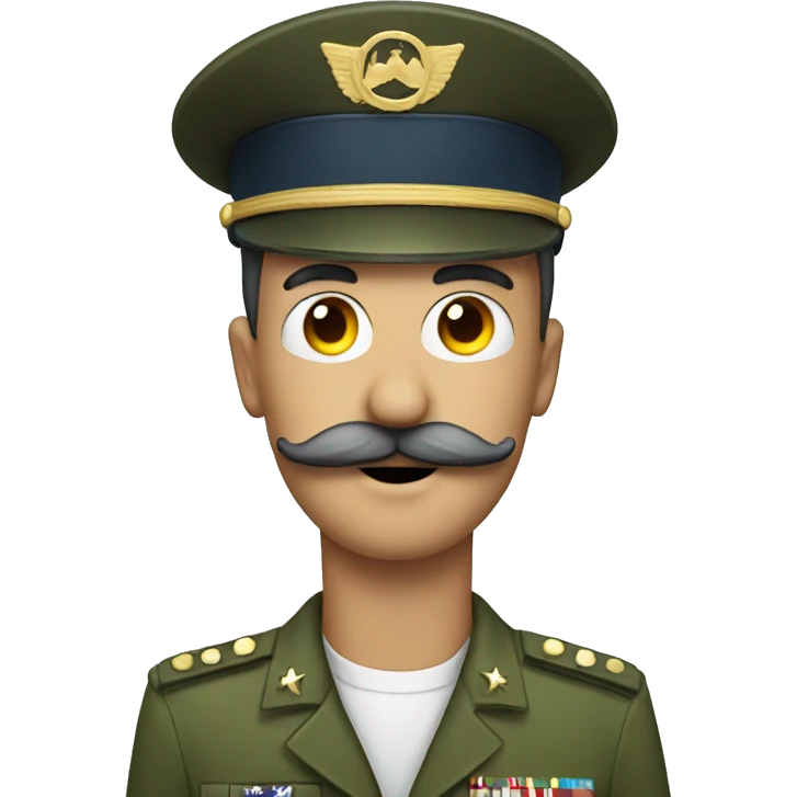 Man with toothbrush mustache with a military hat emoji