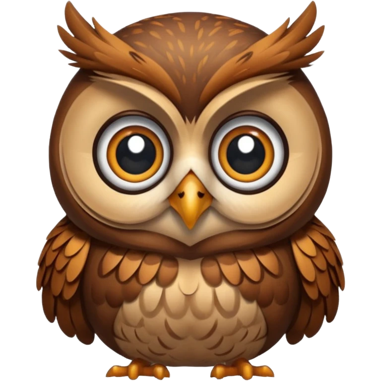 cartoon owl, round and friendly emoji