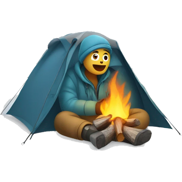 person camping in winter with snow background emoji