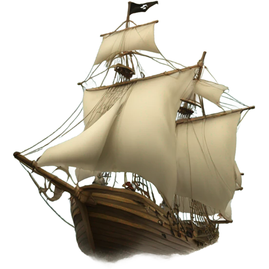  A ragged Sail pirate sloop on a big wave emoji