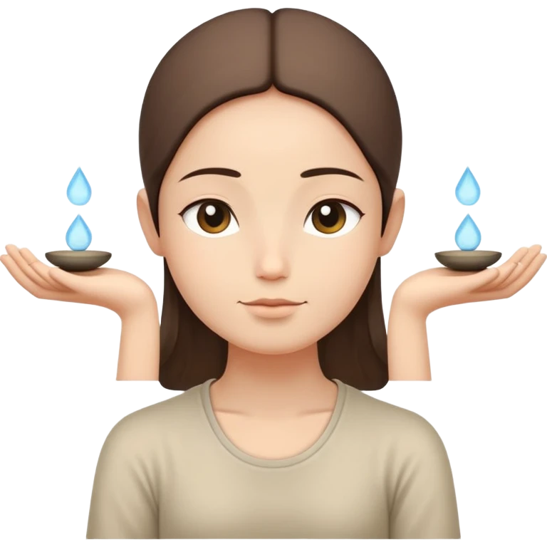 peaceful face in meditation with small balanced scales above head emoji