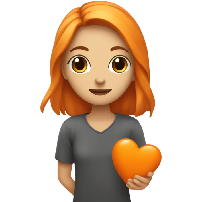 A picture of me holding an orange heart ￼ emoji
