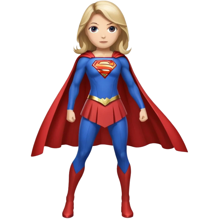 Supergirl superhero full body, blue suit with red cape and S emblem emoji