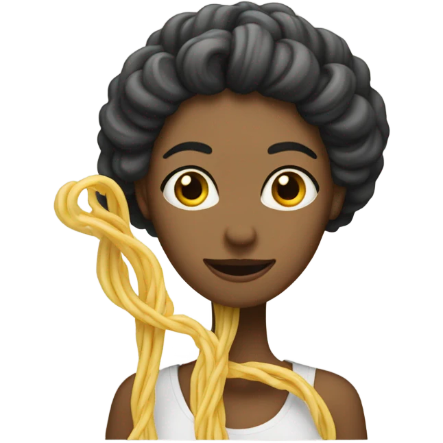 A woman with noodle legs emoji